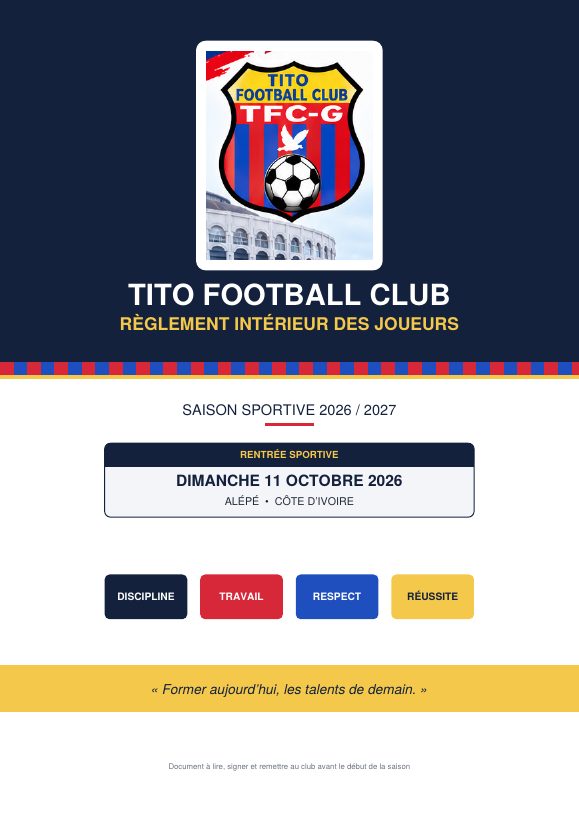 Aperçu de : Règlement intérieur des joueurs